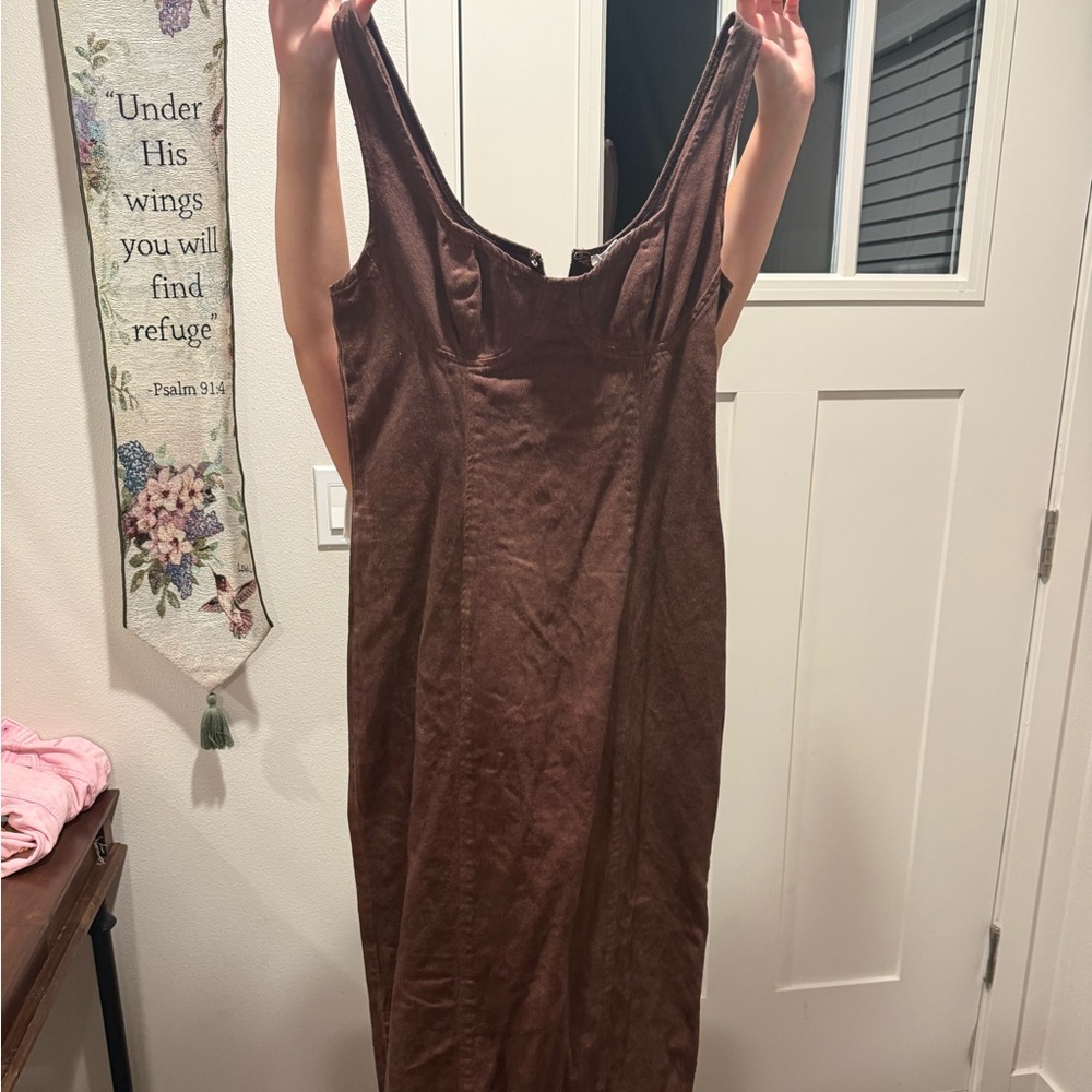 Brown denim washed dress